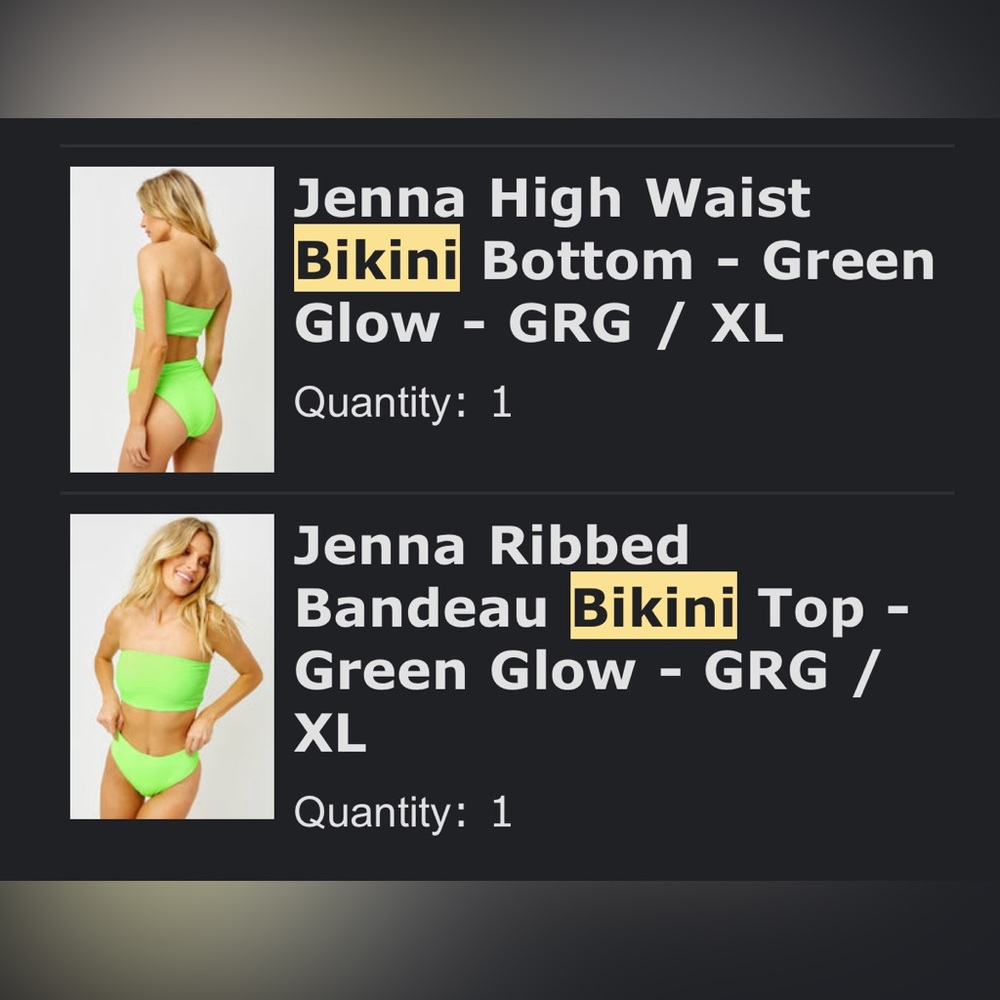 Frankie’s Bikinis, neon green, Size XL, WORN ONCE
